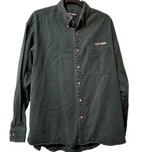 Vtg Swingster Green Mens  XL Button Down Long Sleeve Shirt  John Deer Outdoor